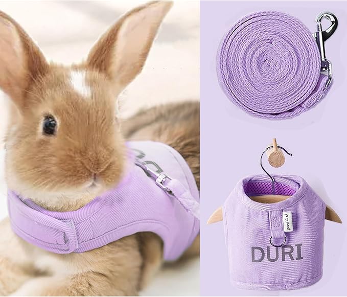 MANON ROSA Rabbit Harness and Leash Set - Escape-Proof Adjustable Vest Harness for Dwarf Bunnies, Soft Padded Conejos Collar with Safety Buckle, Small Animal Walking Accessories