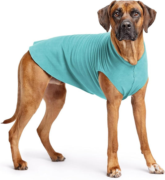 Stretch Fleece Dog Coat, Stretchy Pet Sweater, Machine Washable Pullover for Winter and Fall, Turquoise, 26