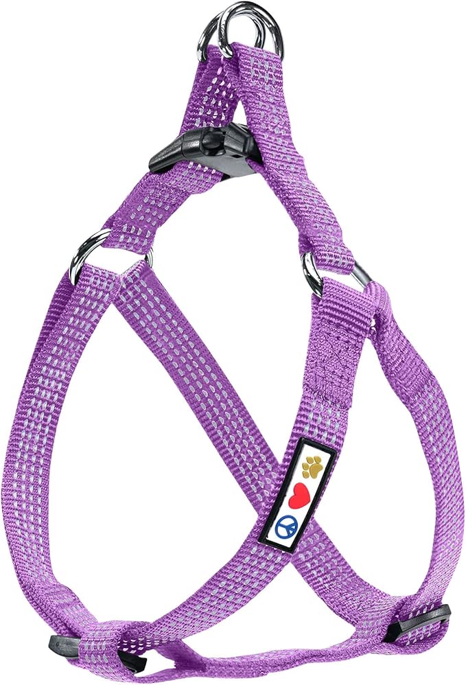 Pawtitas Pet Soft Adjustable Step-In Reflective Puppy / Dog Harness Small 5/8 Inch Purple Orchid