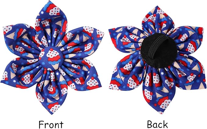 Lionet Paws Design Dogs Collar Cute Flower 4th of July Dog Collars for Girl Female Small Medium Dogs with Sundae M