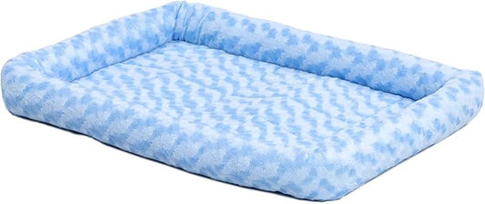 24L-Inch Blue Dog Bed or Cat Bed w/ Comfortable Bolster | Ideal for "Small" Dog Breeds & Fits a 24-Inch Dog Crate | Easy Maintenance Machine Wash & Dry | 1-Year Warranty