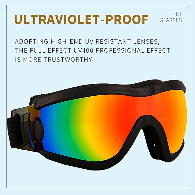 Small Dog Sunglasses with Adjustable Strap UV Protection, Winproof Puppy Sunglasses, Suitable for Dogs Eyes Protection，Soft Dog Goggles