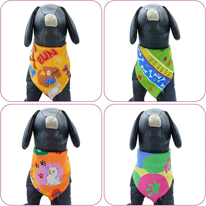 100PCS Dog Bandanas Bulk for Small Medium Dog Girl Boy with Paw Print Kerchief Triangle Bibs Head Scarves Scarfs Grooming Costume
