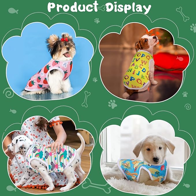 Saintrygo 10 Pcs Lovely Puppy Shirts Print Dog Clothes Breathable Pet Cartoon Dog Shirt Clothes Sweatshirt for Puppy Cat(Small)