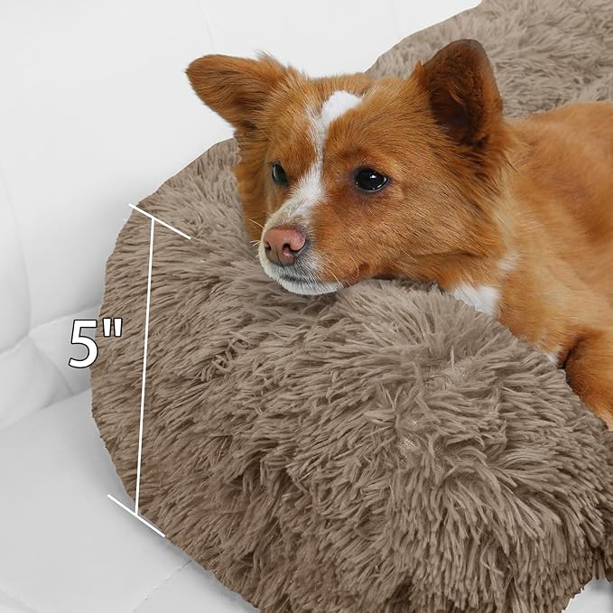 Calming Dog Bed Fluffy Plush Dog Mat for Furniture Protector with Removable Washable Cover for Large Medium Small Dogs and Cats (XS(31“x23.5”x5), Camel)