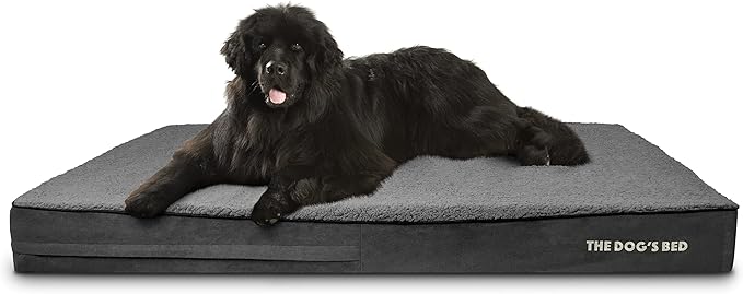 The Dog’s Bed Orthopedic Jumbo Memory Foam Dog Bed, XXXL Grey Plush 64x44, Pain Relief for Arthritis, Hip & Elbow Dysplasia, Post Surgery, Lameness, Supportive, Waterproof Washable Cover