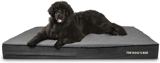 The Dog’s Bed Orthopedic Jumbo Memory Foam Dog Bed, XXXL Grey Plush 64x44, Pain Relief for Arthritis, Hip & Elbow Dysplasia, Post Surgery, Lameness, Supportive, Waterproof Washable Cover