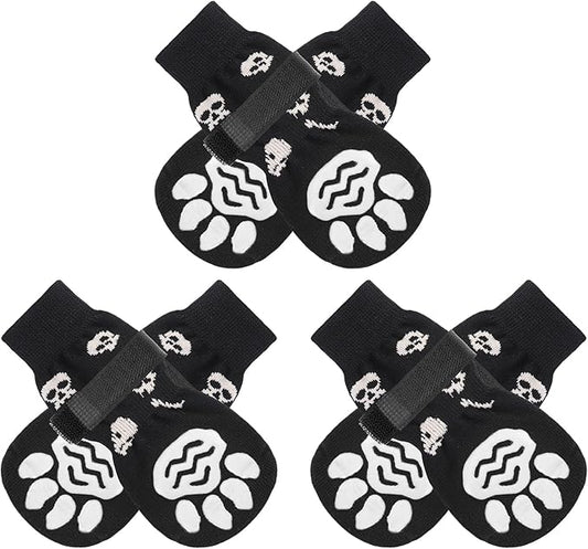 PUPTECK Non-Slip Dog Socks Double Sides Grips for Hardwood Floors Prevents Licking, Dog Shoes for Hot Pavement Booties for Senior Small Medium Large Dogs