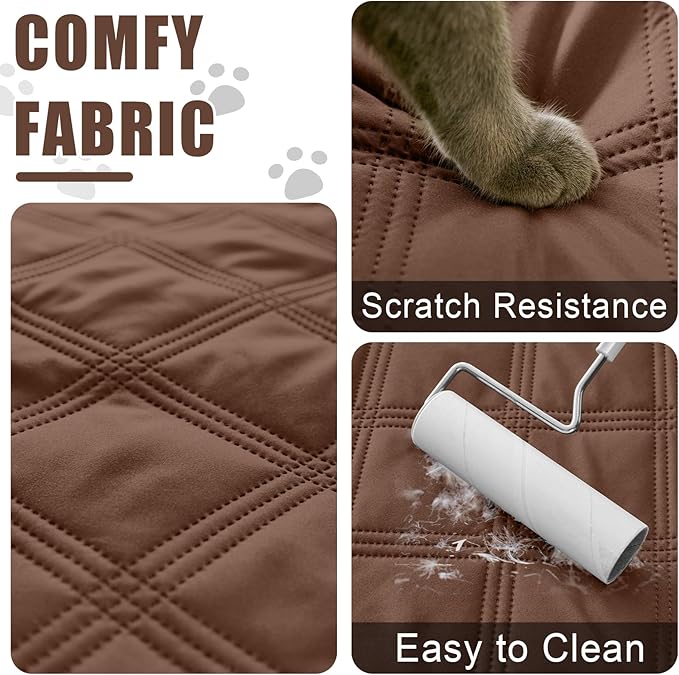Smiry Waterproof Dog Bed Cover Blanket 52x82, Soft Reversible Pet Blanket, Washable Leakproof Cats Dogs Couch Cover for Sofa, Couch, Furniture, Brown/Chocolate
