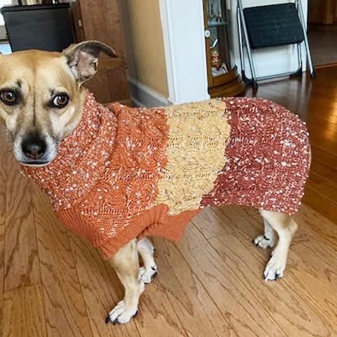KYEESE Dog Sweater Color Block Dog Sweaters for Medium Dogs Boy with Fuzzy Thread Knitted Turtleneck Medium Dog Sweater Knitwear Dog Sweater for Medium Dogs Fall Winter Dog Clothes, Brown, XL