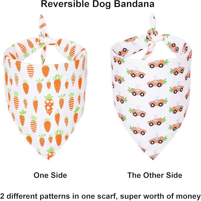 ADOGGYGO Easter Dog Bandana, Multiple Sizes Offered, Reversible Festival Pet Bandana Triangle Dog Scarf for Small Dogs Pets (Small, Easter)