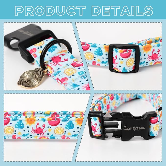 Unique style paws Dog Collar Plastic Buckle with Pendant Blue Lemon Crab Puppy Collars for Small Medium Large Boys Girls Dogs