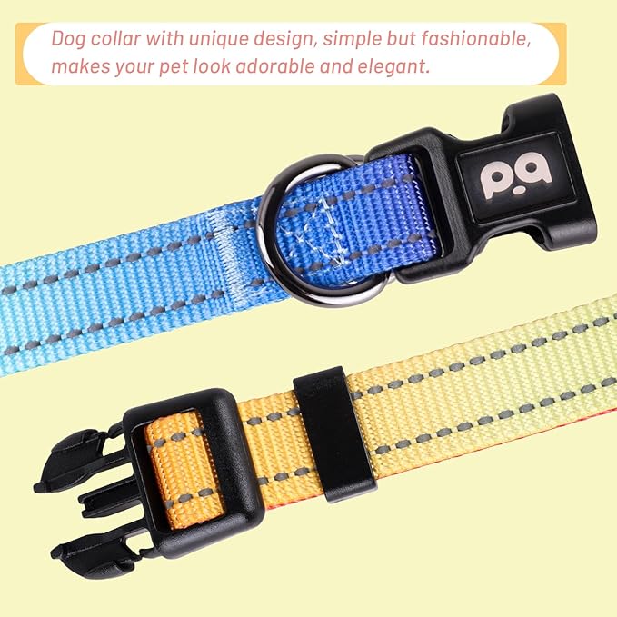 Dog Collar Cute Flower, Reflective Adjustable Basic Collars for Girl Female Small Medium Large Dogs Walking Running(X-Small,MultiRainbow)