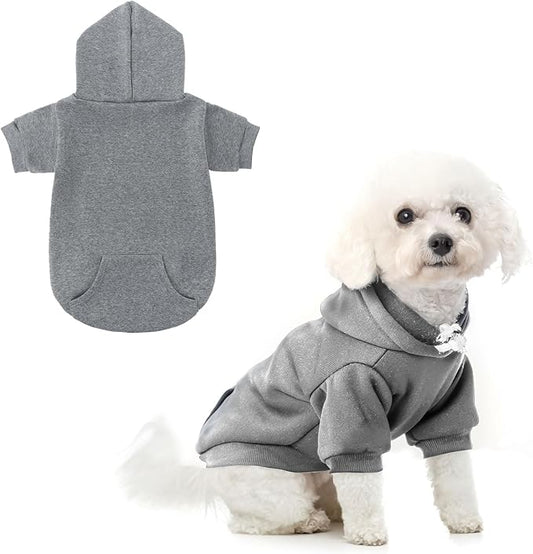 SCENEREAL Dog Hoodie Sweaters for Small Medium Large Size Dogs, Fleece Dog Sweatshirt with Hat and Pocket,Soft Cotton Cold Winter All Weather Dog Clothes for S to XL Sized Dogs,Grey (XS)