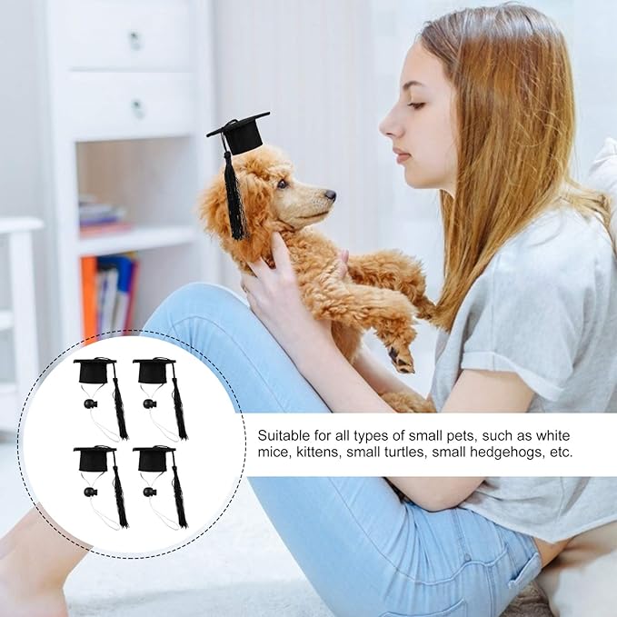 KESYOO 4Pcs Dog Graduation Cap Mini Graduation Cap for Crafts Small Graduation Caps for Decoration Pet Graduation Caps for Holiday Costume Accessory