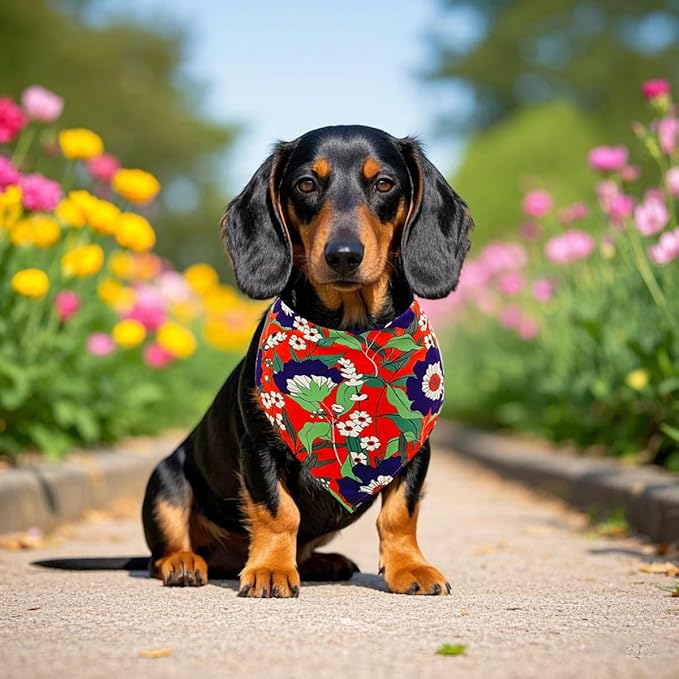 100PCS Dog Bandanas Floral Spring Flowers Bulk for Small Medium Dog Pink Purple Bule Kerchief Triangle Bibs Head Scarves for Boys Girls Grooming Accessories Costume