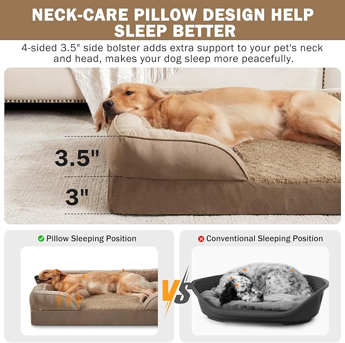 INVENHO Orthopedic Medium Dog Beds for Medium Dogs, Waterproof, Egg-Crate Foam Dog Couch Bed with Washable Removable Cover, Waterproof Lining and Nonskid Bottom