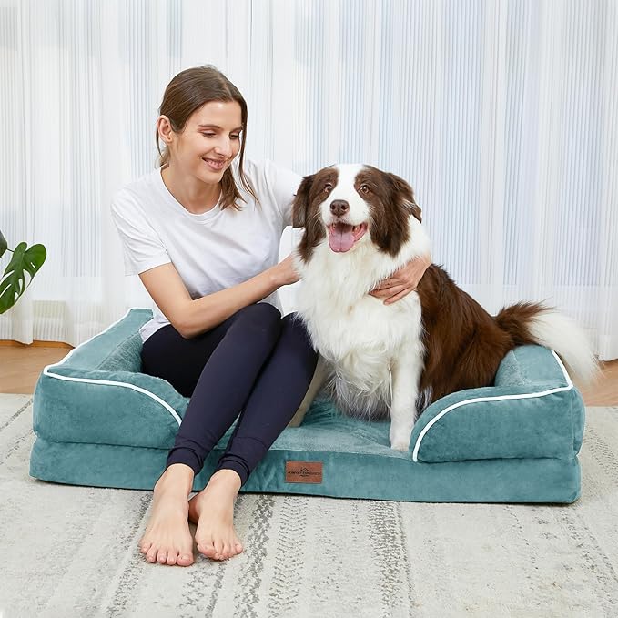Comfort Expression Small Dog Beds Waterproof Orthopedic Foam Sofa Beds for Small Dogs Comfy Pet Bed with Washable Removable Cover & Non-Slip Bottom(XX-Small,Washed Blue)