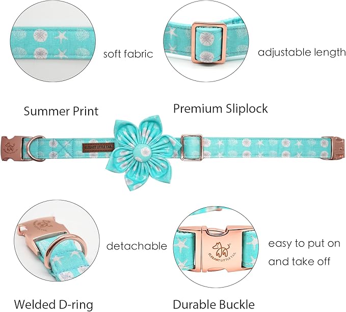 Elegant Little Tail Girl Dog Collar with Flower for Small, Medium, Large Dogs - Summer Flower Collar