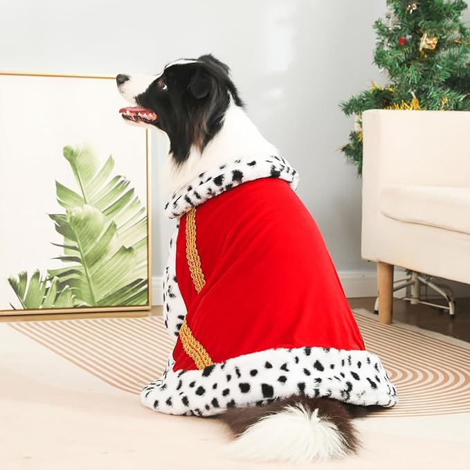 Lovelyshop pet Serial Lux Fur Red Cat Dog Cloak for Halloween Costumes, King Queen Prince and Princess Cosplay-L