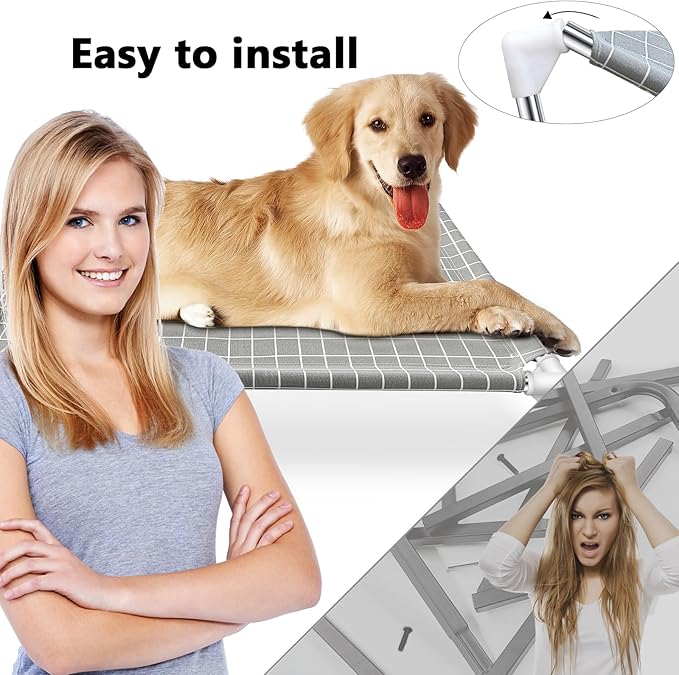 Elevated Dog Bed Pet Cot - Dog Cots Beds for Large Dogs | Detachable Raised Cat Dog Pet Bed for Large Dogs