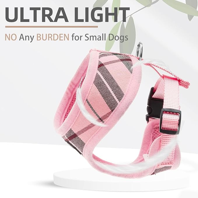 PUPTECK Soft Mesh Dog Harness and Leash Set Pet Puppy Cat Comfort Padded Vest No Pull Harnesses, Light Pink, XS