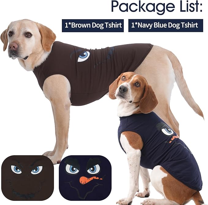 IECOii 2 Pack Pet Tank Top Tee Sleeveless| 4X-Large |Summer Dog Clothes Apparel,Pet Funny Costume Doggy T-Shirts Clothing for Large Dog Puppy Outfit Keep Body Heat Hot Weather Photo Shoot, Navy+Brown