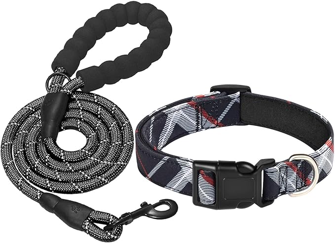 Nylon Dog Collar Soft Neoprene Padded Adjustable Dog Collars for Small Medium Large Dogs (XS Neck 9"-12", Black)