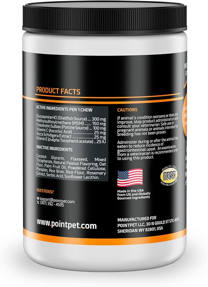 PointPet Glucosamine for Dogs, 120 Count - Peanut Butter & Pumpkin Flavor Hip and Joint Supplement - Mobility Soft Chews with Chondroitin & MSM with Omega 3