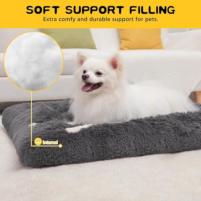 Small Dog Bed Crate Pad Mat for Cages Washable Bed for Small Medium Size Dog Soft Kennel Pad Anti-Slip Pet Bed,24" x 18",Dark Grey