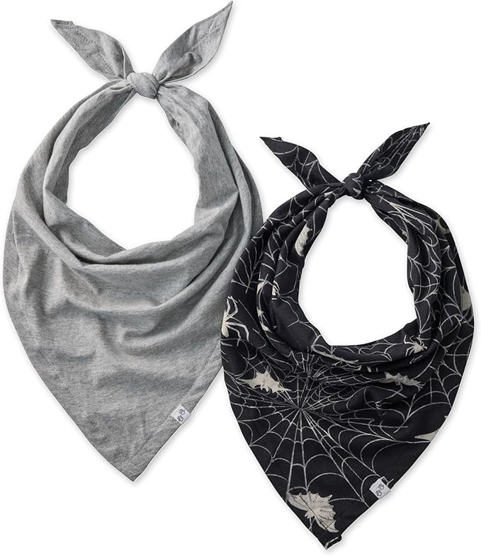 Multipack 100% Organic Cotton Pet Bandanas for Small, Medium and Large Dogs, Batty Black, Medium/Large