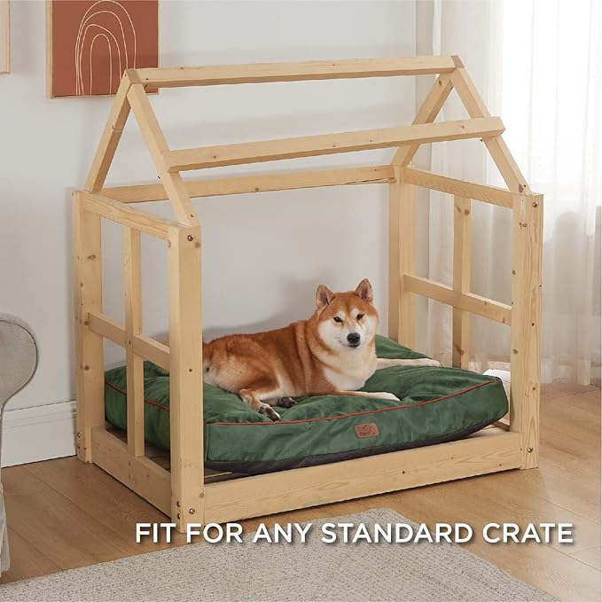 Bedsure Waterproof Dog Beds for Large Dogs - 4 Inch Thicken Up to 80lbs Pet Mat Pillows with Removable Washable Cover, Green