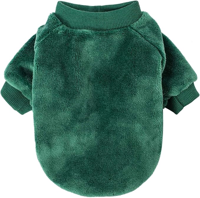 FabriCastle Christmas Dog Sweater, 2-Pack Dog Clothes, Soft and Warm Pet Jackets for Small Dogs & Cats, Winter Pet Apparel Costumes, Puppy Outfits (Dark red,Dark Green, Small)