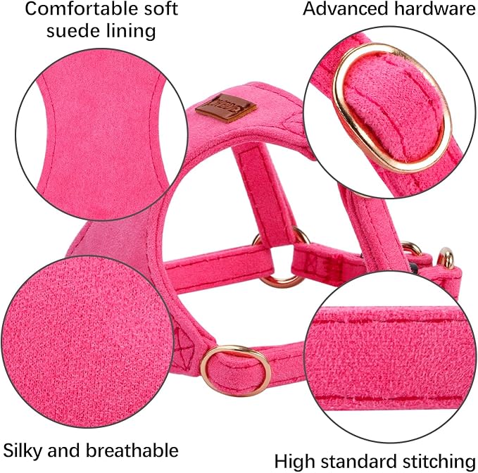 No Pull Dog Harness- Lightweight, Soft, Adjustable Small Harness Collar and Leash Set, Suitable for Cats Puppy Small and Medium-Sized Dog Outdoor Training and Running (hotpink, S)