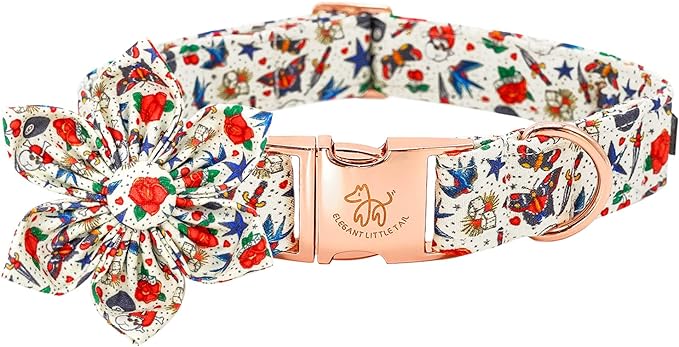 Elegant little tail Dog Collar, Girl or Boy Dog Collar Flower Pet Collar with Flower Customize Collar for Dog Adjustable Dog Collar for X-Large Dogs