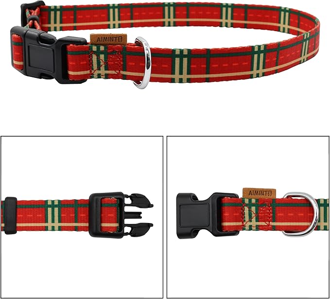 Dog Collar, Cute Stripe Pattern, Soft and Adjustable Collar with Quick Release Buckle (L (Neck 16-28", Width 1"), Stripe Red)