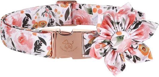Elegant little tail Floral Girl Dog Collar for Female Dogs, Pet Collar Adjustable Dog Collars with Flower Gift for X-Small Dogs and Cats
