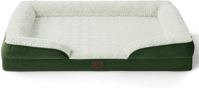 Bedsure Orthopedic Dog Beds Large Sized Dog - Washable Large Dogs Bed Waterproof, Big Comfort Pet Couch with Washable Removable Cover, Supportive Foam Pets Sofa with Nonskid Bottom, Plush-Green
