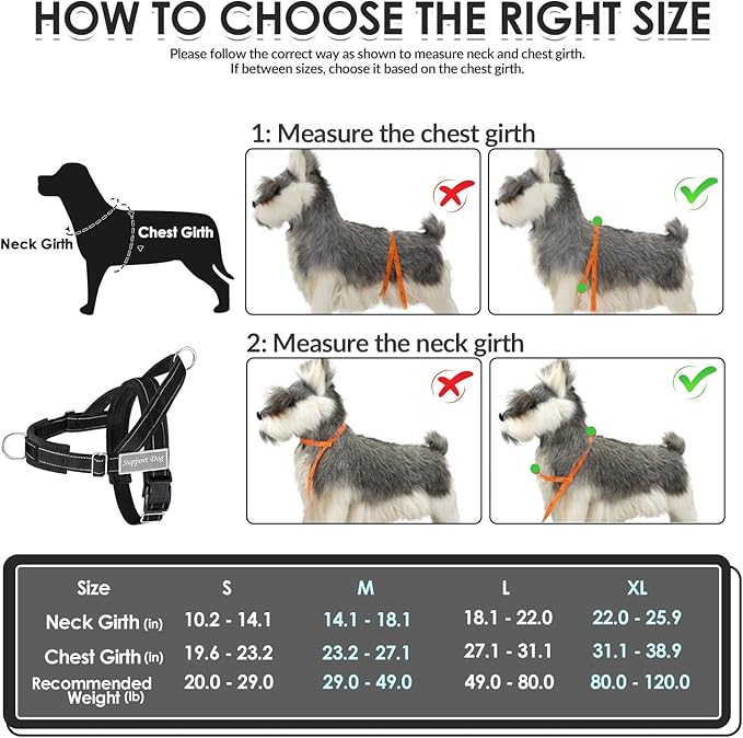 SlowTon No Pull Dog Harness - Heavy Duty Dog Harness and Leash Set for Medium Large Dogs, Reflective Tactical Harness with Soft Padded and Front Clip for Easy Walk and Training (Black XL)