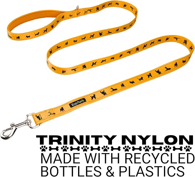EcoBark Dog Leash - Soft & Reflective Comfort Training Leashes with Padded Handle - Strong Durable Heavy Duty - Training and Pulling for Small, Medium or Large Dogs (Yellow)