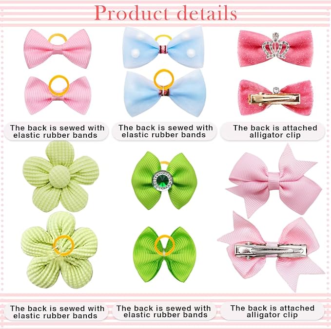 100pcs Crown Dog Hair Bows,Mix Small Medium Dog Hair Grooming Bows,Puppy Cute Solid Hair Bows with Rubber Bands for Daily Wearing Holiday Birthday Dog Hair Costume Accessories