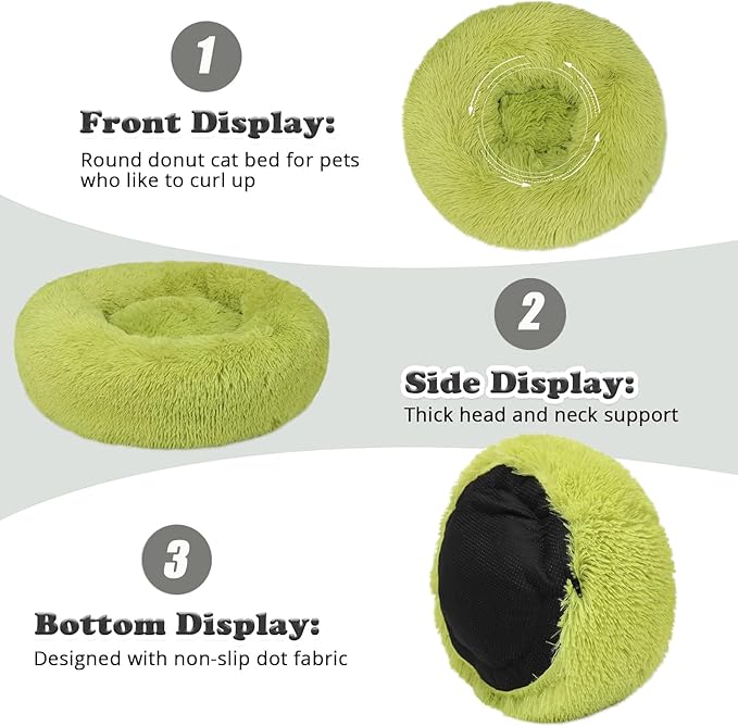 Calming Dog Bed - 23 Inch Dark Gray Donut Bed for Small & Medium Dogs, Anti-Anxiety, Washable, Fits up to 15 lbs