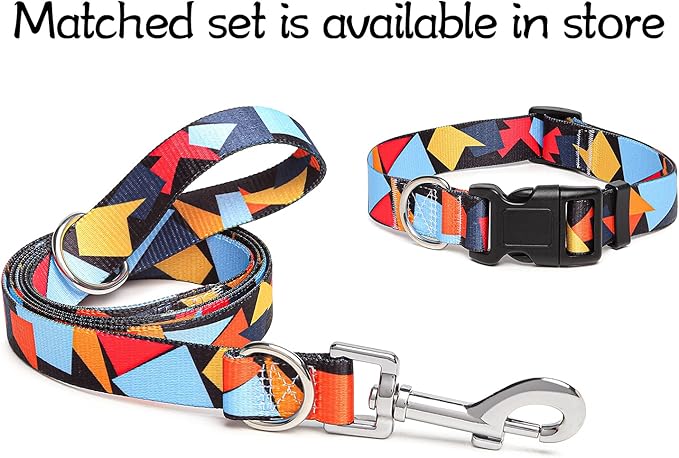 Adjustable Dog Collar with Patterns, Ultra Comfy Soft Nylon Breathable Pet Collar for Small Medium Large Dogs (M, Color Block)