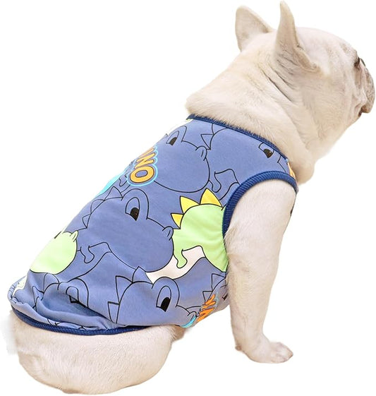 Frenchie Clothes Dog Shirts for Small Medium Dogs Boy, Cute French Bulldog Clothes Halloween Costume Sweatshirts, Funny Dinosaur Shirts for Dogs and Cats, Frenchie Chihuahua Corgi, Blue,XL