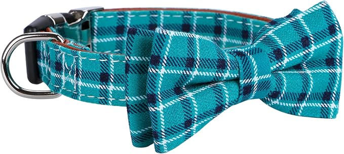 Faleela Soft &Comfy Bowtie Dog Collar,Detachable and Adjustable Bow Tie Collar,for Small Medium Large Pet (Large(Pack of 1), Green)