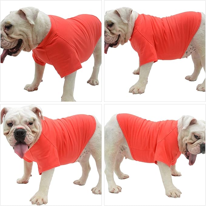 Lovelonglong Bulldog Clothes Dog Clothing Blank T-Shirt Tee Shirts for French Bulldog English Bulldog American Pit Bull Pugs 100% Cotton Skin Care Lobster-Pink B-L