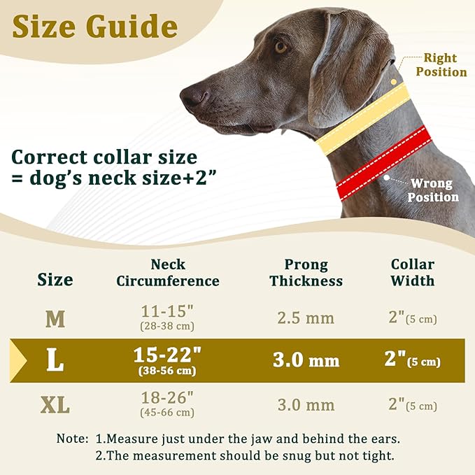 Mayerzon Prong Collar for Large Medium Dogs, Patented Reflective Pinch Collar with Metal Buckle, No Pull Adjustable Hidden Covered Dog Walking Training for Pitbull German Shepherd Doberman