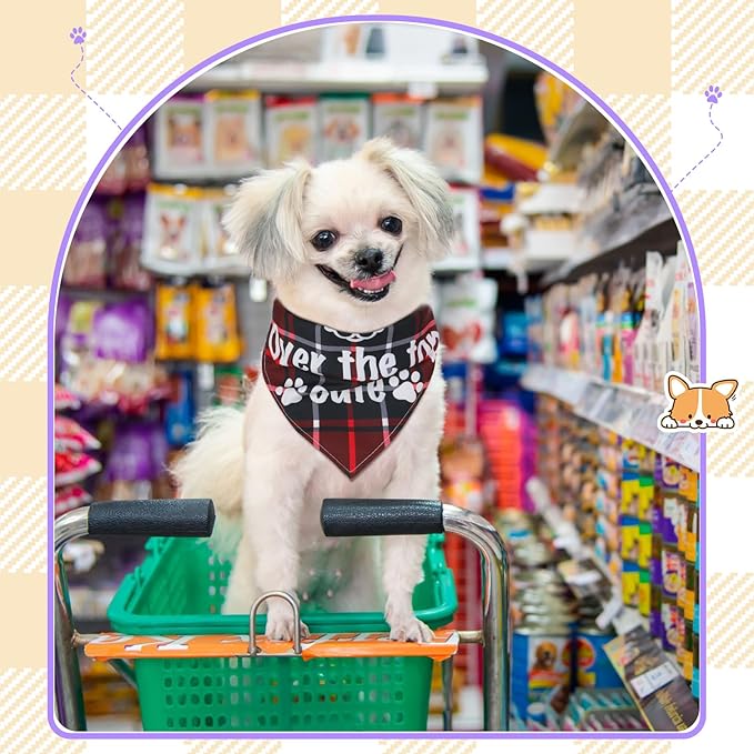 Buryeah 500 Pcs Plaid Dog Bandanas Bulk for Groomers Pet Scarf Puppy Bibs with Cute Sayings Adjustable Washable Pet Spring Summer Accessories for Small to Large Dogs Cats(Assorted Plaid)