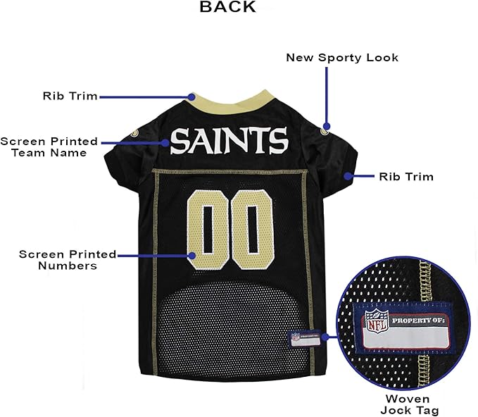 Pets First NFL New Orleans Saints Dog Jersey - Size 3X-Large. Licensed Football Jersey Costume for Dogs