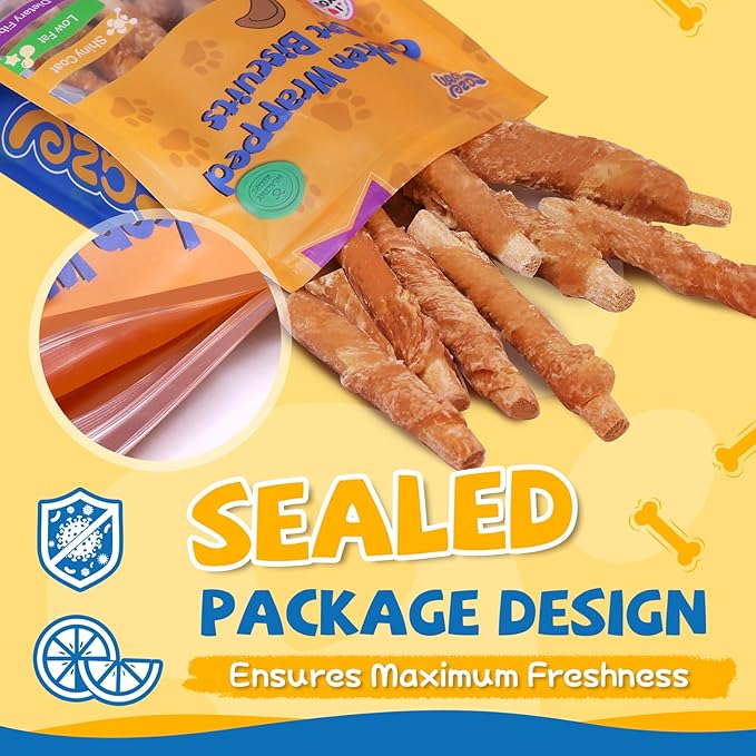 Dog Treats, Chicken Wrapped Oat Biscuits Stick, Dog Chews for Training w/Glucosamine Chondroitin, Rawhide Free